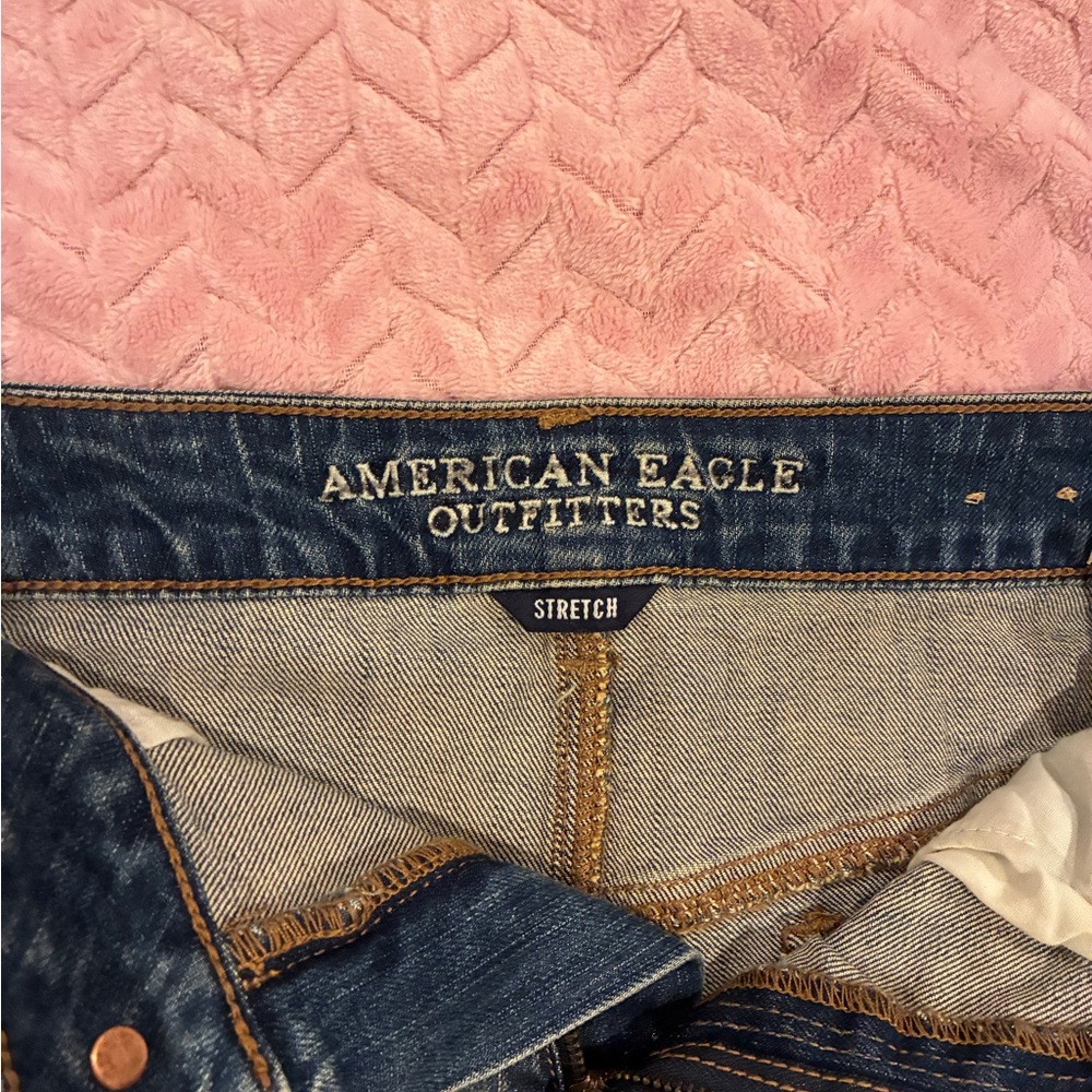 American Eagle Outfitters Blue Distressed Jean Shorts - Picture 2 of 4
